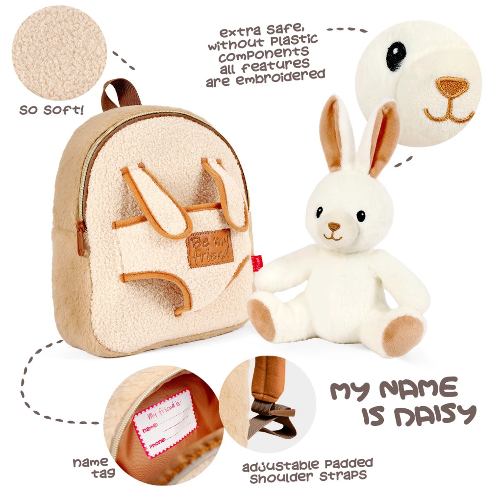 Roztomilý dětský batoh Perletti Be My Friend Daisy Bunny je ideálním společníkem pro každodenní dobrodružství. Přední část zdobí