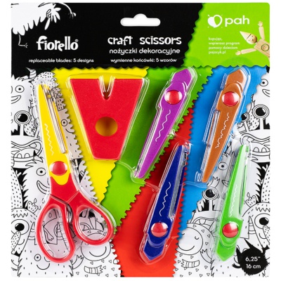Fiorello dekoračné nožnice 16 cm ✓ 5 vymeniteľných čepelí pre tvorenie – 130-1674
