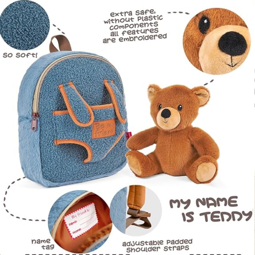 Rozkošný dětský batoh Perletti Toys z kolekce Cozy přináší kombinaci praktičnosti a zábavy. Součástí batohu je měkký plyšový m