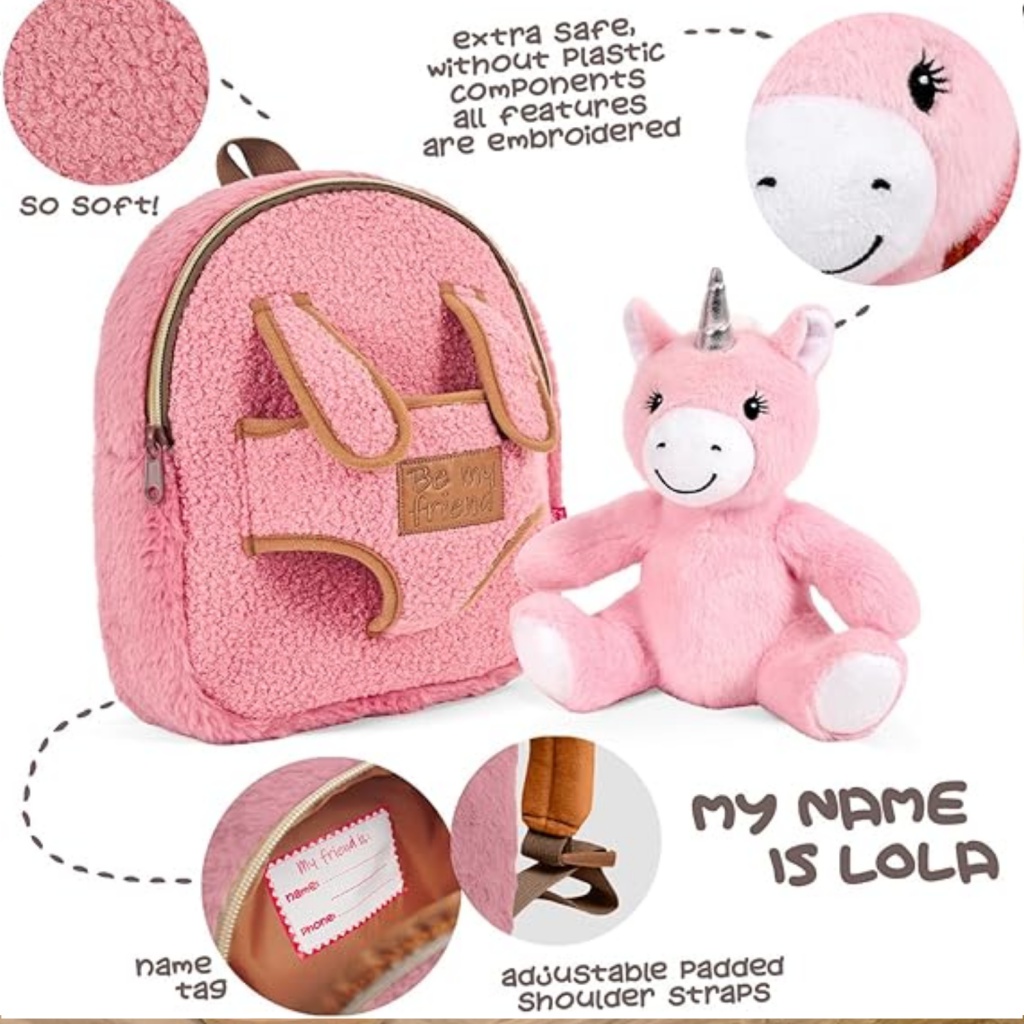 Detský plyšový batoh s jednorožcom Perletti Toys – odnímateľná hračka, 13094