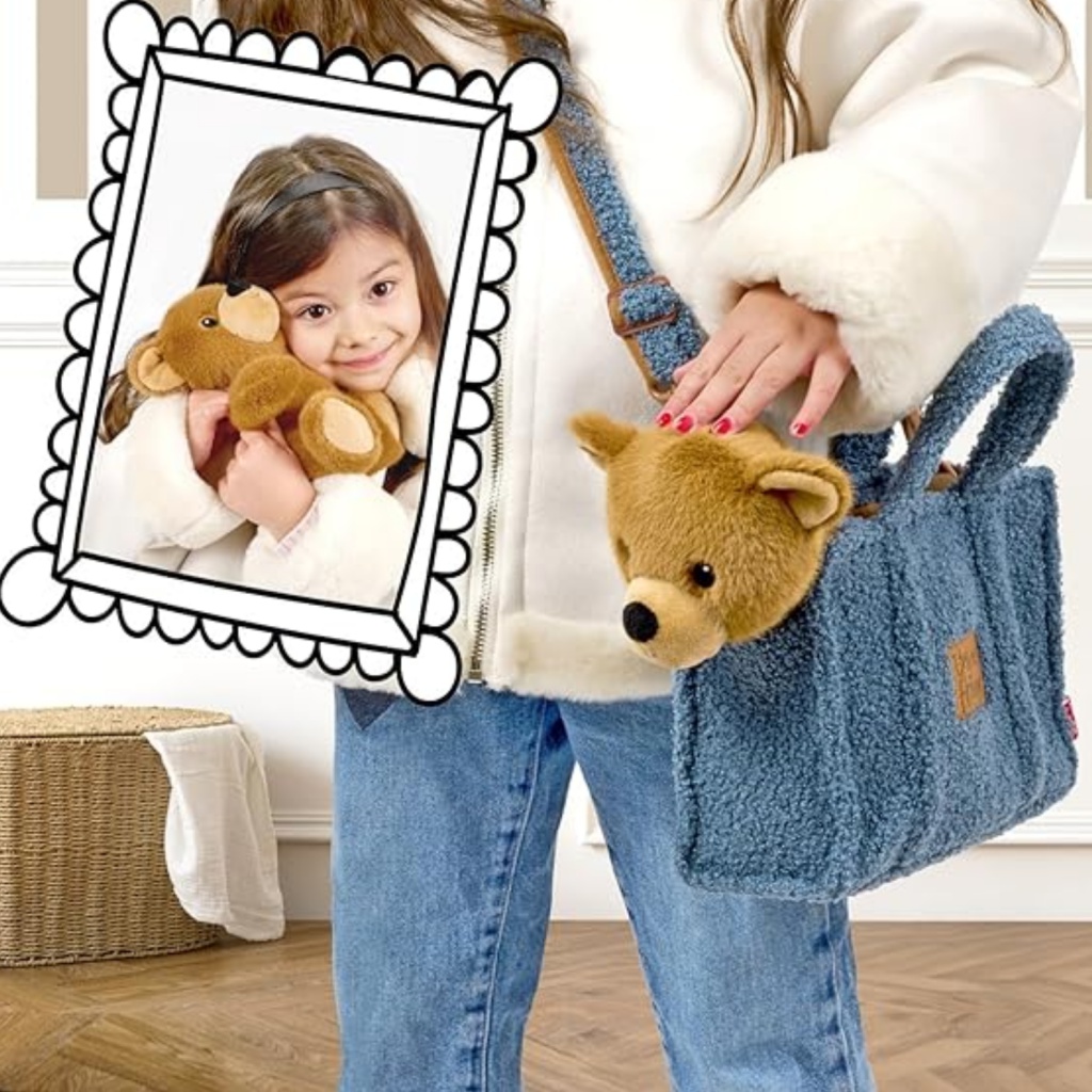 Detská plyšová kabelka s odnímateľnou hračkou Perletti Toys Macko 27×22×9 cm