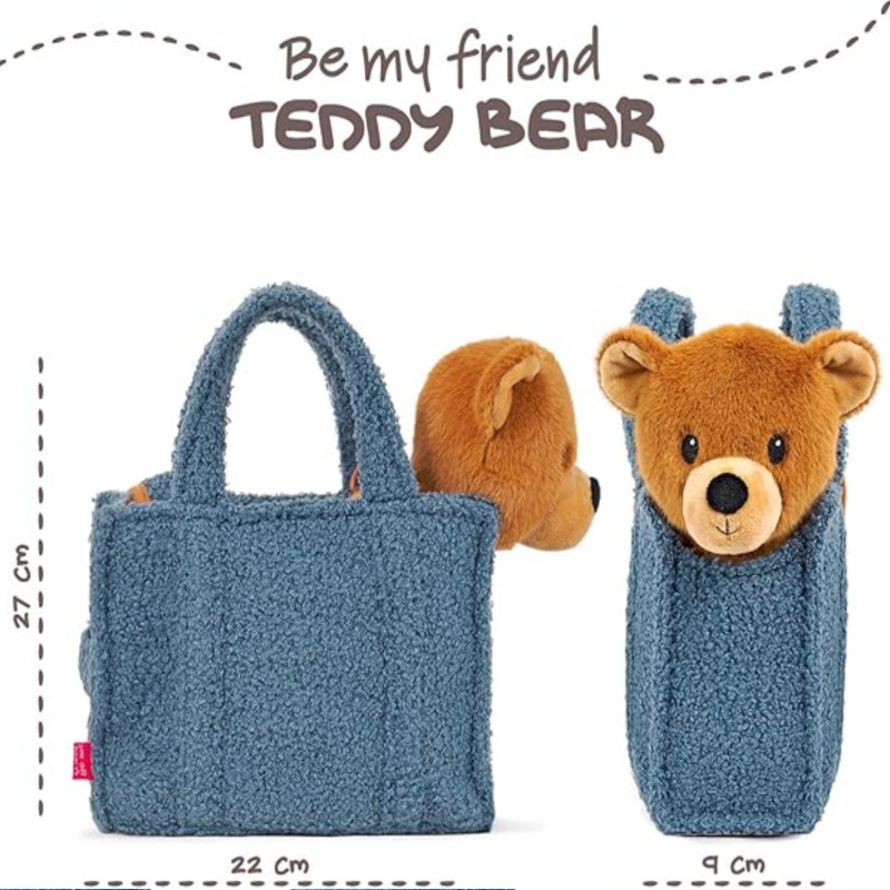 Detská plyšová kabelka s odnímateľnou hračkou Perletti Toys Macko 27×22×9 cm
