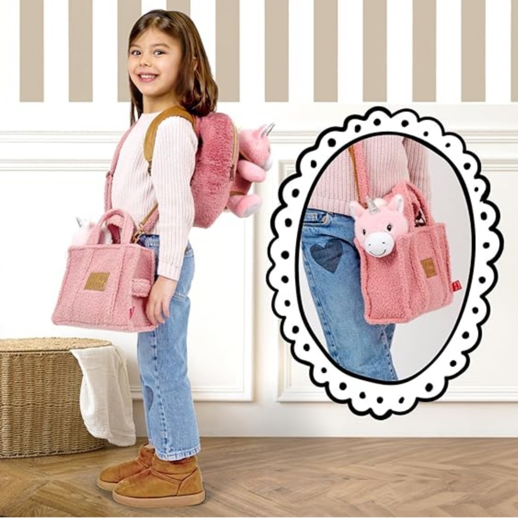 Detská plyšová kabelka s odnímateľnou hračkou Perletti Toys Jednorožec 27×22×9 cm