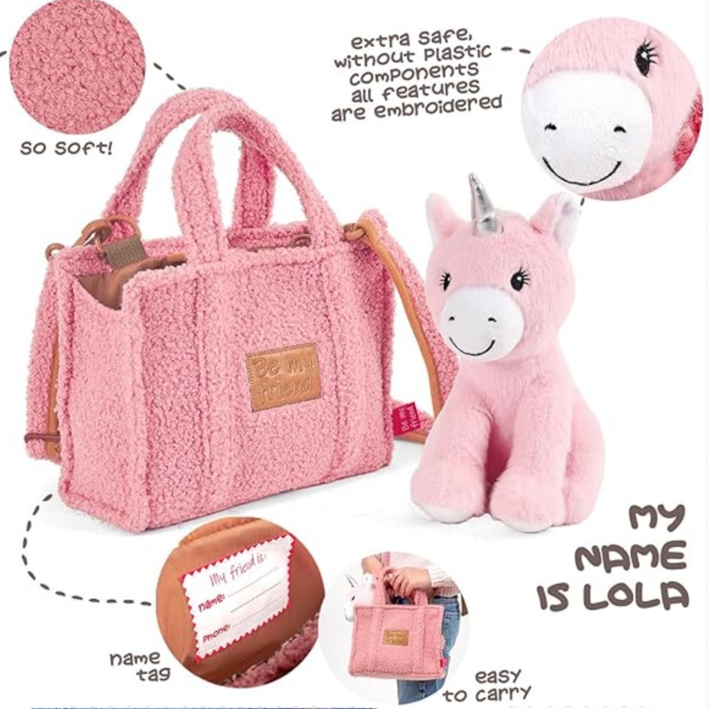 Detská plyšová kabelka s odnímateľnou hračkou Perletti Toys Jednorožec 27×22×9 cm