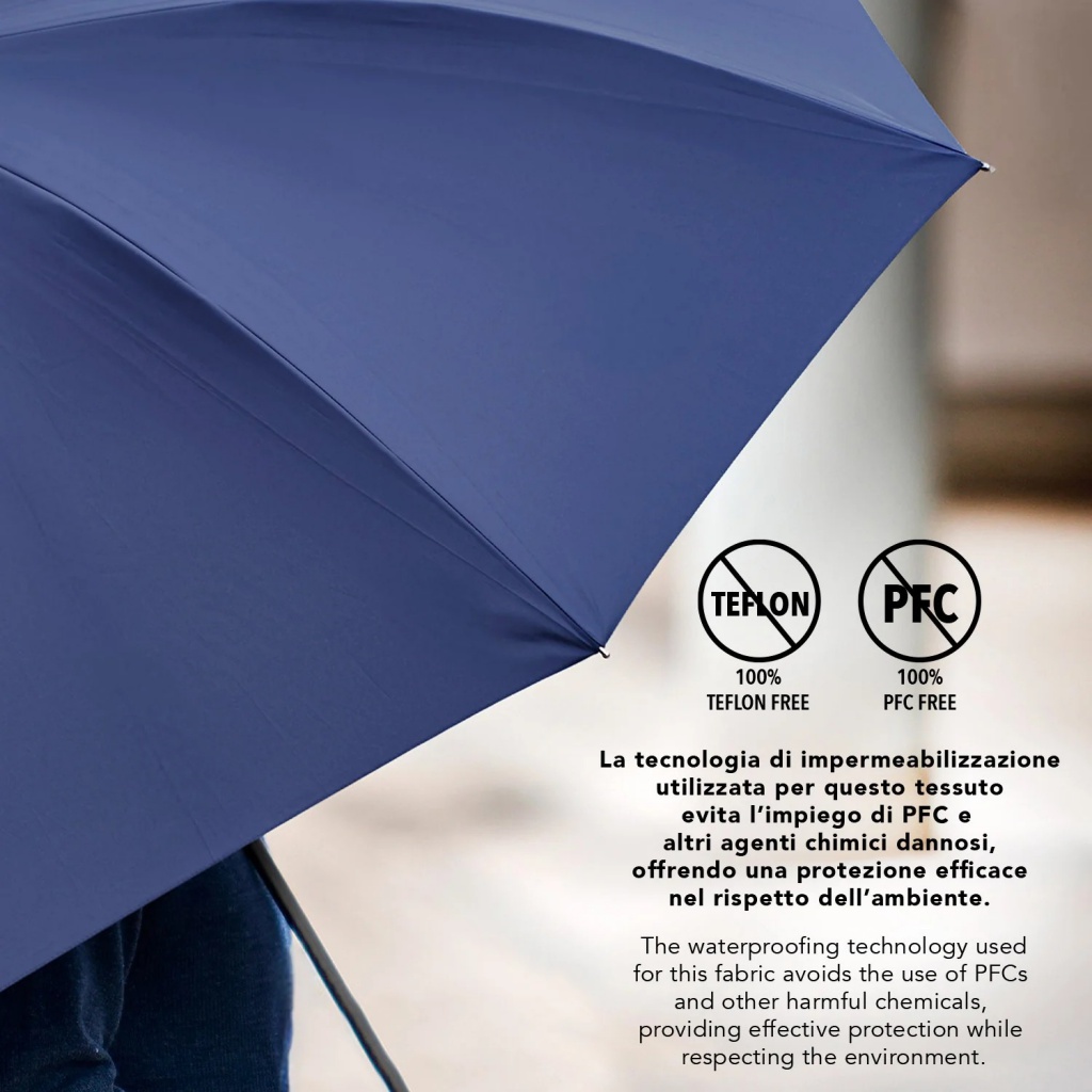 Unisex deštník Perletti XL modrý – větruodolný s reflexním lemem a karbonovou rukojetí