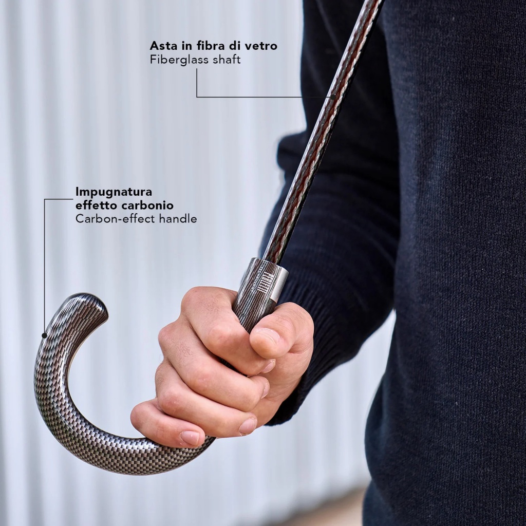 Unisex deštník Perletti XL modrý – větruodolný s reflexním lemem a karbonovou rukojetí