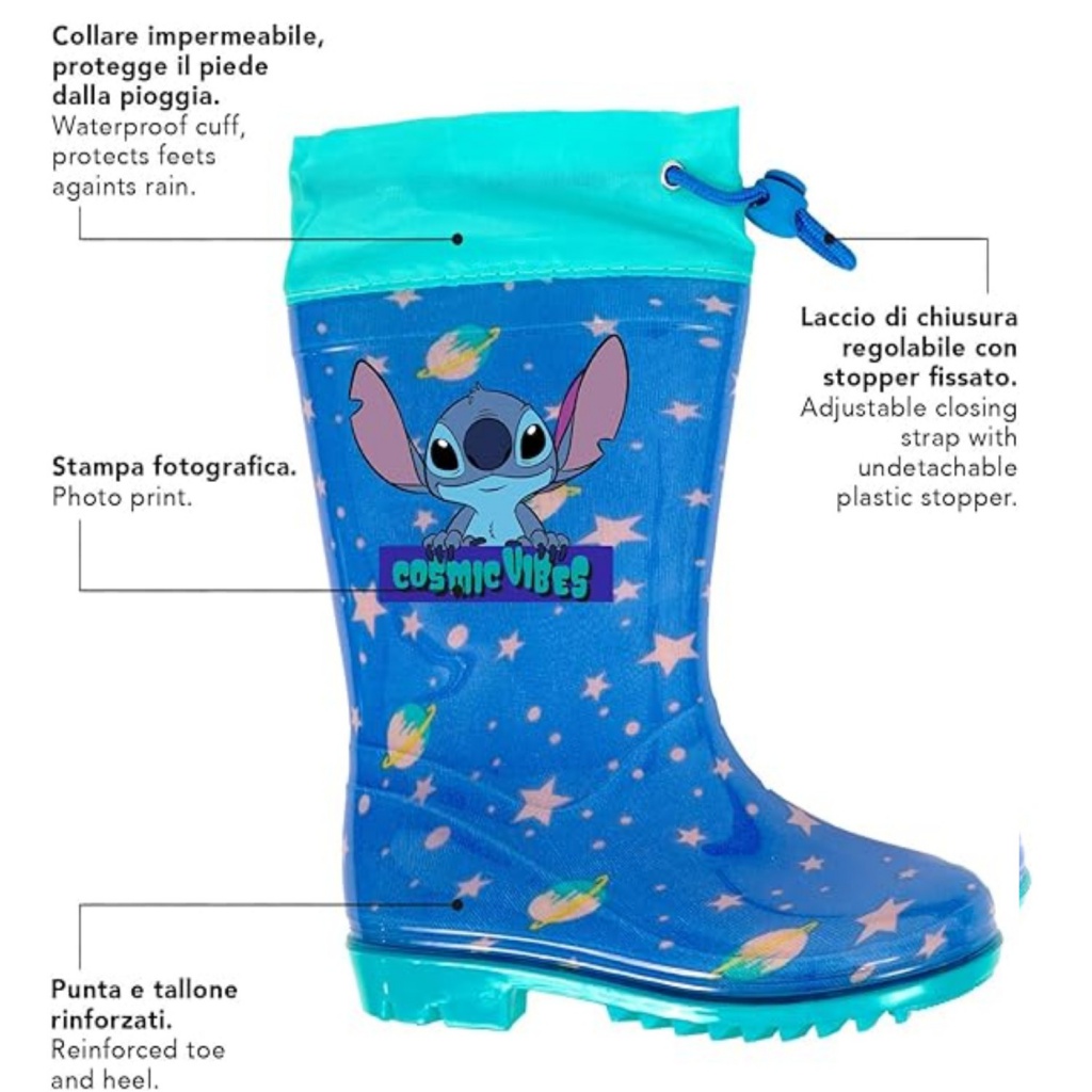 Detské gumáky Perletti Kids s motívom obľúbenej postavičky Lilo & Stitch rozžiaria každý daždivý deň. Vďaka protišmykovej podráž