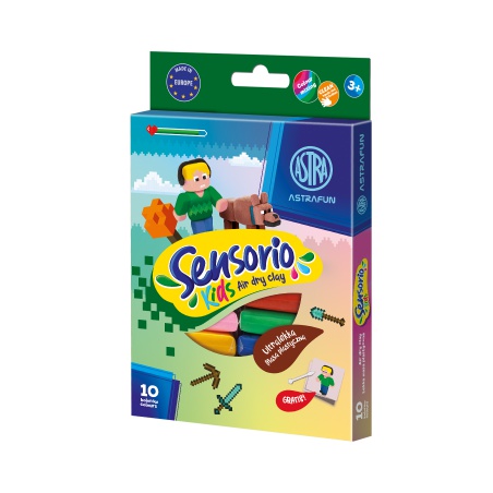 Modelovacia hmota AstraFUN Sensorio Kids Pixel, 10 farieb, air dry clay, 336124021