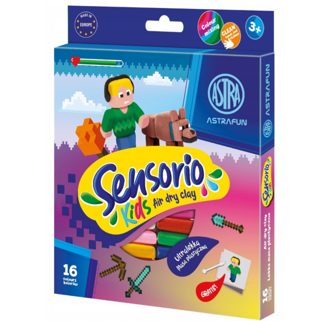 Modelovacia hmota AstraFUN Sensorio Kids Pixel 16 farieb – kreatívna plastelína pre deti