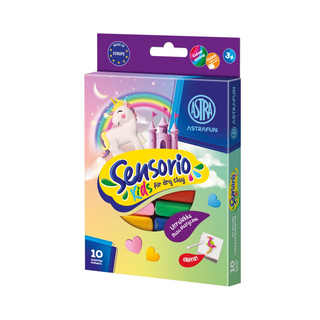 Modelovacia hmota AstraFUN Sensorio Kids Unicorn 10 farieb – kreatívna plastelína pre deti