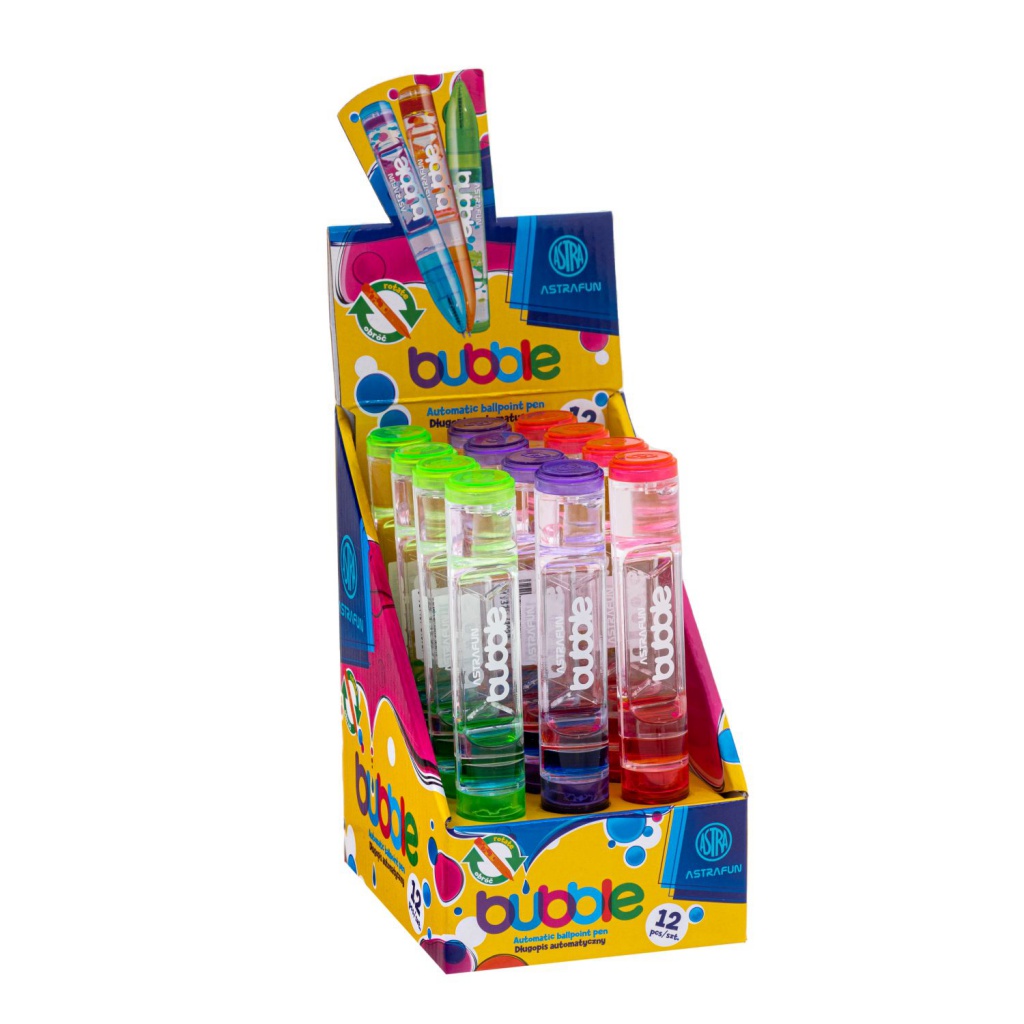 Guľôčkové pero AstraPen BUBBLE, mix farieb, modrý atrament ✓ Originálne písanie so zábavným dizajnom