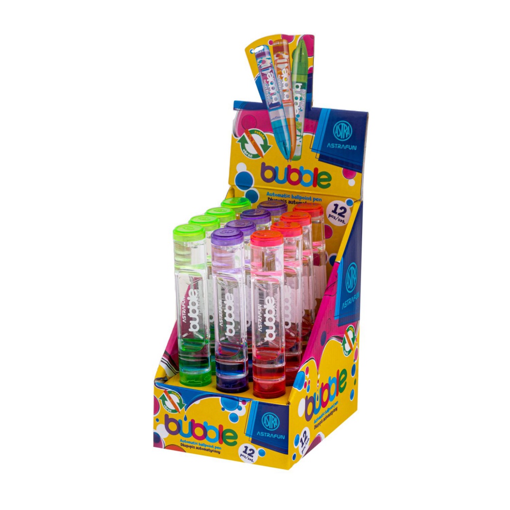 Guľôčkové pero AstraPen BUBBLE, mix farieb, modrý atrament ✓ Originálne písanie so zábavným dizajnom