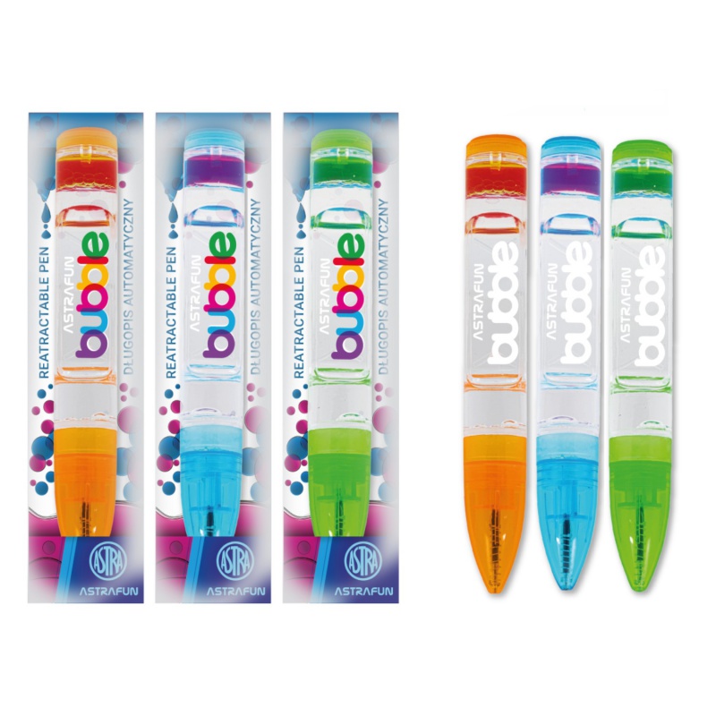 Guľôčkové pero AstraPen BUBBLE mix farieb | Modrý atrament | PET box