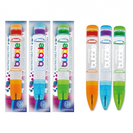 Guľôčkové pero AstraPen BUBBLE mix farieb | Modrý atrament | PET box