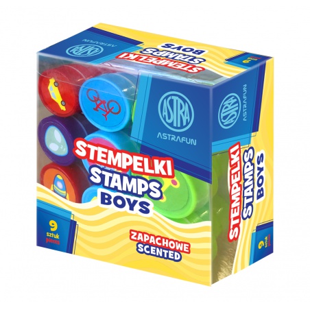 Dekoratívne pečiatky AstraFUN Boys, 9 ks – voňavé pečiatky pre deti