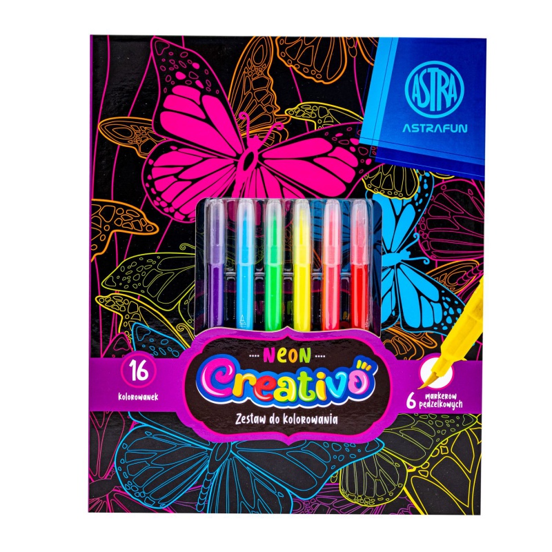 Astra Creativo Neon – set na vyfarbovanie s neónovými fixkami