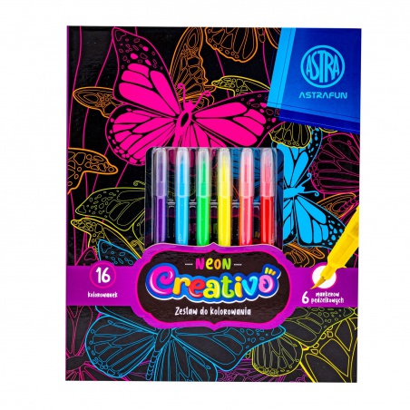 Astra Creativo Neon – set na vyfarbovanie s neónovými fixkami