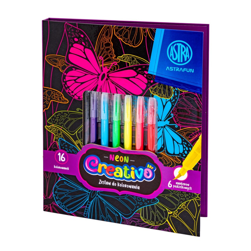 Astra Creativo Neon – set na vyfarbovanie s neónovými fixkami