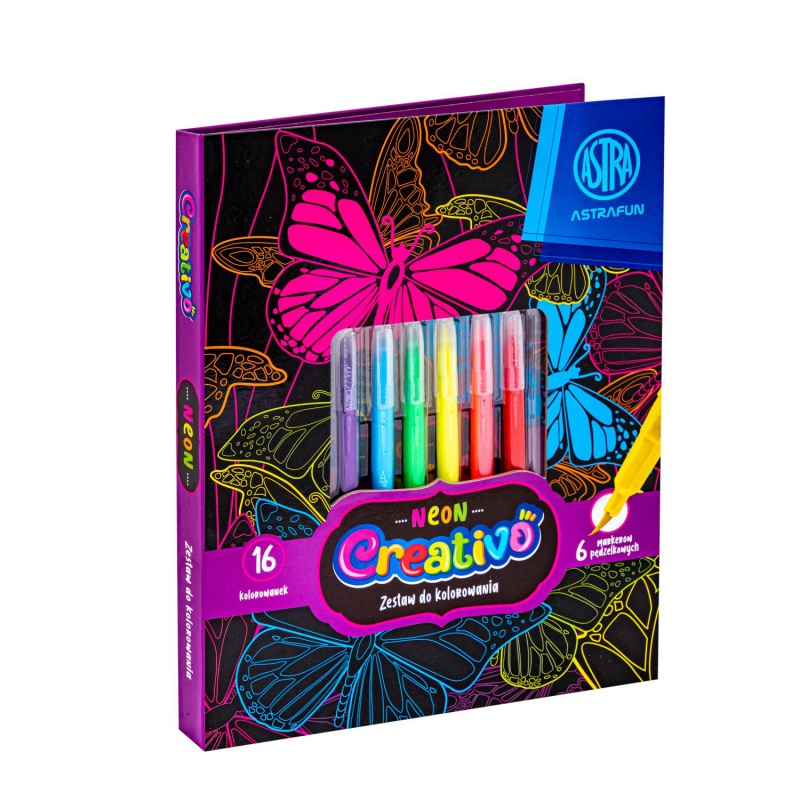 Astra Creativo Neon – set na vyfarbovanie s neónovými fixkami