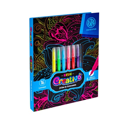 Sada na vyfarbovanie Astra Creativo Neon Flowers – 16 omaľovánok + 6 fixiek Sada na vyfarbovanie Astra Creativo Neon Flowers – 16 omaľovánok + 6 fixiek