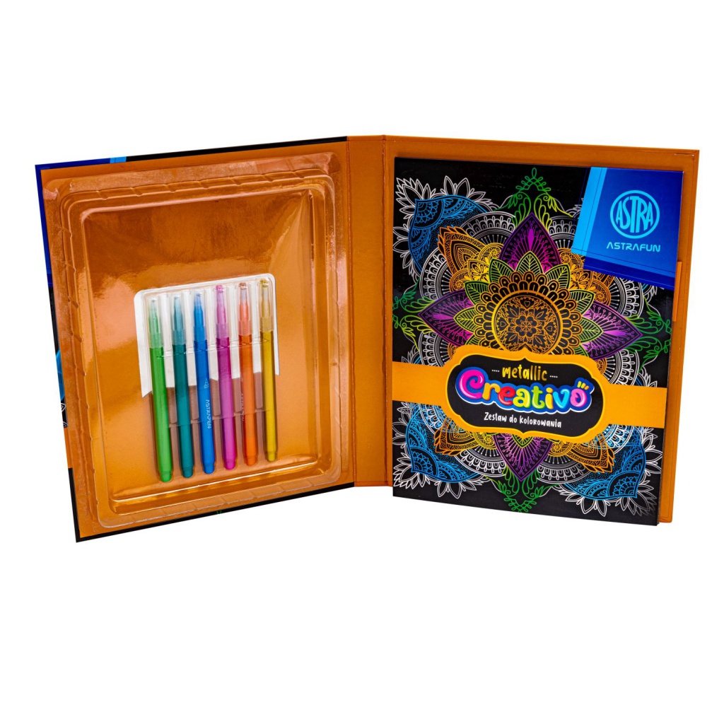 Sada na vyfarbovanie Astra Creativo Metallic, 16 omaľovánok + 6 metalických fixiek