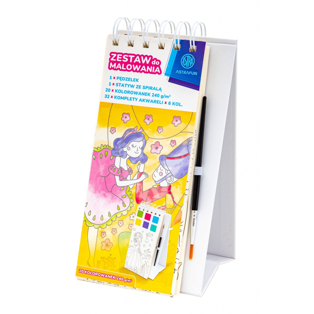 Vodová omaľovánka AstraFUN, 20 listov + farby a štetec, mix motívov