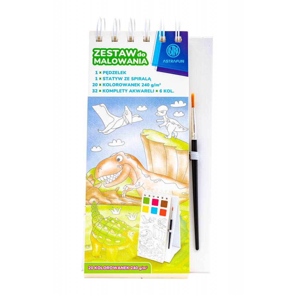 Vodová omaľovánka AstraFUN, 20 listov + farby a štetec, mix motívov