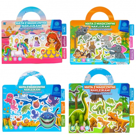 ASTRAFUN sada opakovane použiteľných nálepiek – Princesses, Safari, Ocean, Dinosaurs
