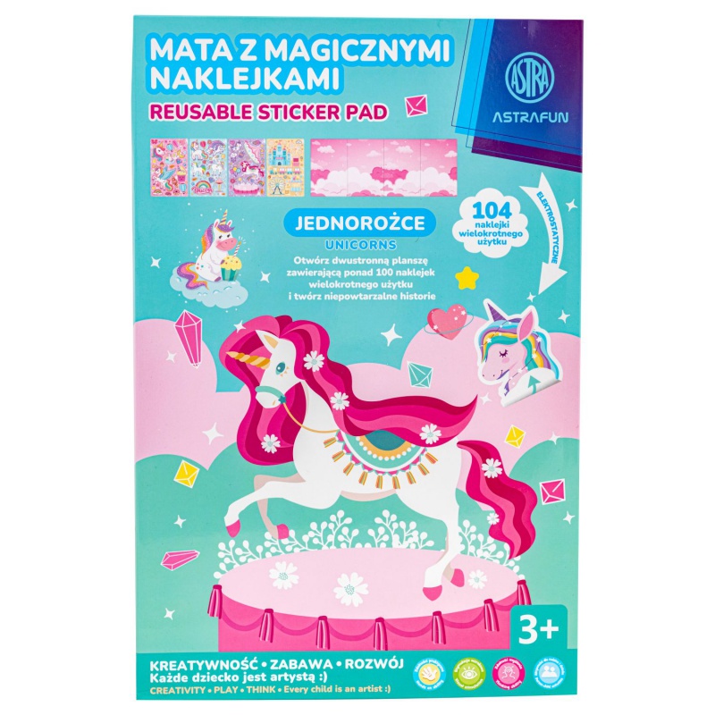 Kreatívna XL sada s magickými nálepkami AstraFun – Jednorožec, Zvieratá, Vesmír, Morské panny
