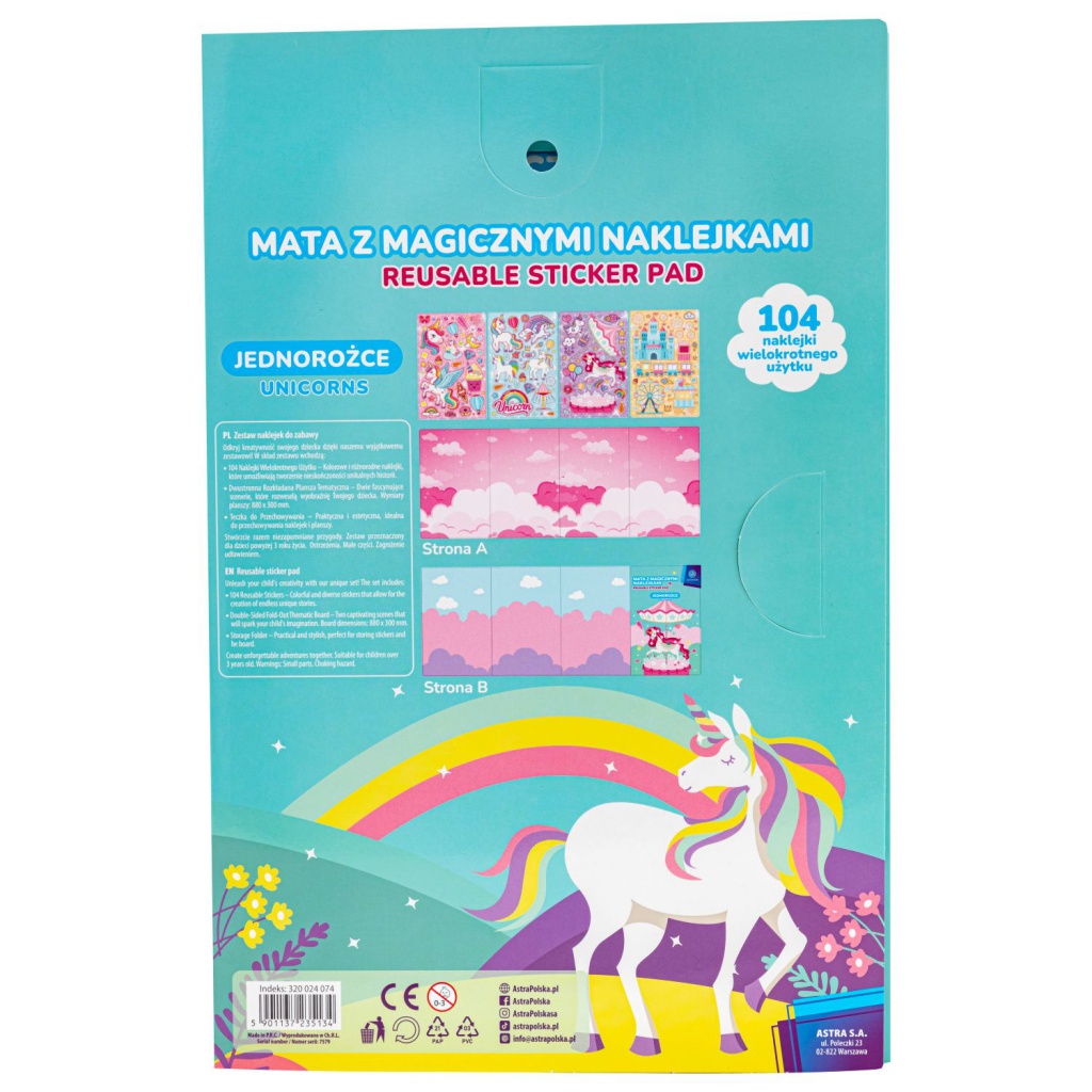 Kreatívna XL sada s magickými nálepkami AstraFun – Jednorožec, Zvieratá, Vesmír, Morské panny
