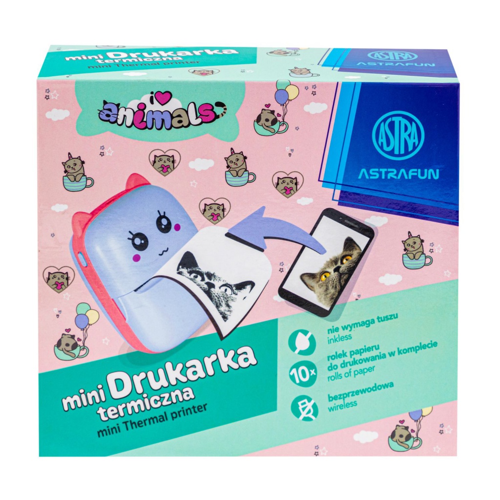 AstraFUN Animals Mini termální tiskárna je bezdrátová mini tiskárna s připojením přes Bluetooth nebo USB. Umožní vám rychle vy
