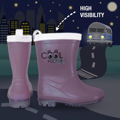 Perletti Cool Kids Perlato Rosa | 🌧️ Detské reflexné gumáky s perleťovým efektom Perletti Cool Kids Perlato Rosa | 🌧️ Detské reflexné gumáky s perleťovým efektom