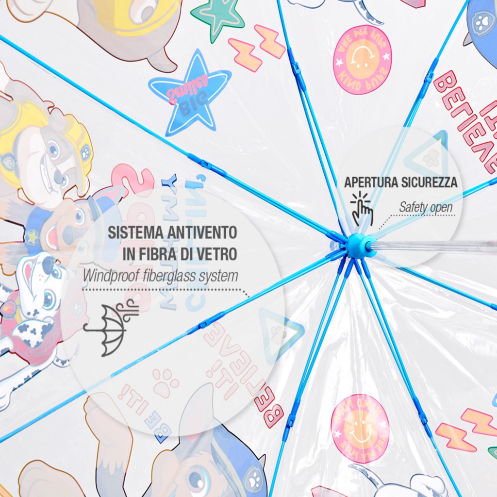 Detský transparentný dáždnik Perletti Kids PAW Patrol