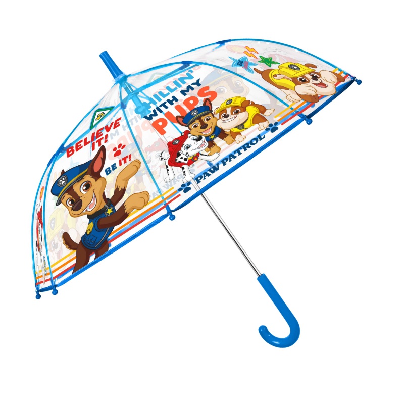 Dětský průhledný deštník Perletti Kids s motivem Paw Patrol potěší všechny fanoušky oblíbené pohádky. Lehká konstrukce a