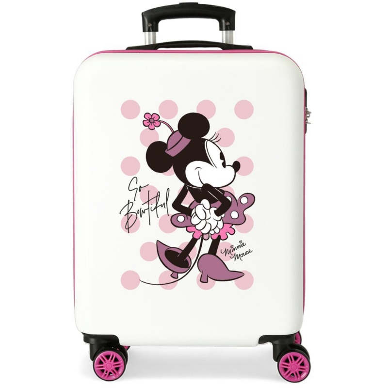 Stylový kabinový kufr Disney Minnie Mouse In Love v růžovo-bílém provedení je ideální společník na každou cestu. Vyroben z ode Stylový kabinový kufr Disney Minnie Mouse In Love v růžovo-bílém provedení je ideální společník na každou cestu. Vyroben z ode