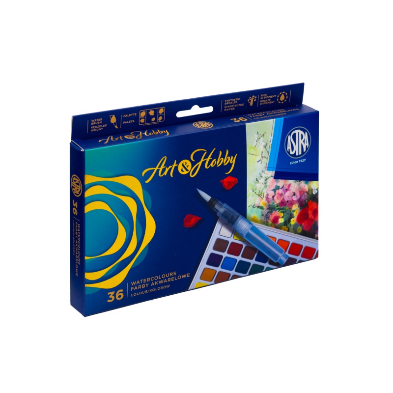 Akvarelové barvy ASTRA Art & Hobby 36 barev – vodní štětec a paletka | ZdenkaTri.sk