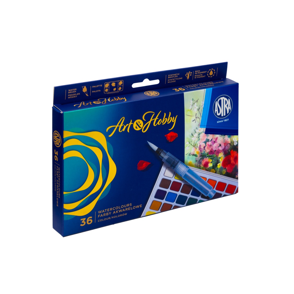 Akvarelové farby ASTRA Art & Hobby 36 farieb – vodný štetec a paletka | ZdenkaTri.sk