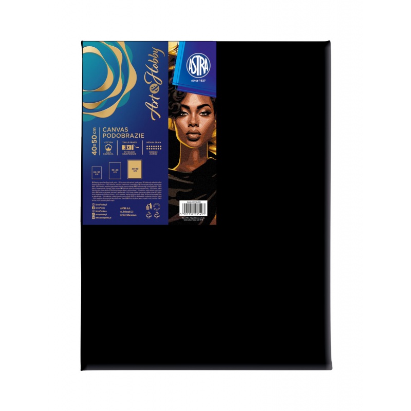 Černé malířské plátno ASTRA Art & Hobby 40×50 cm | Bavlněné s rámem a klíny