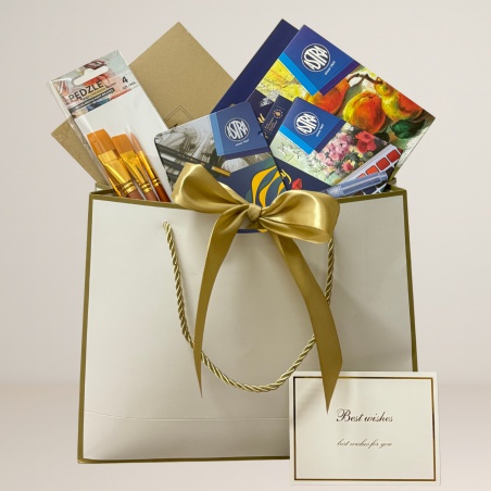 Darčekový balíček ARTEA – umelecká sada v luxusnej taške | Pastely, farby, štetce