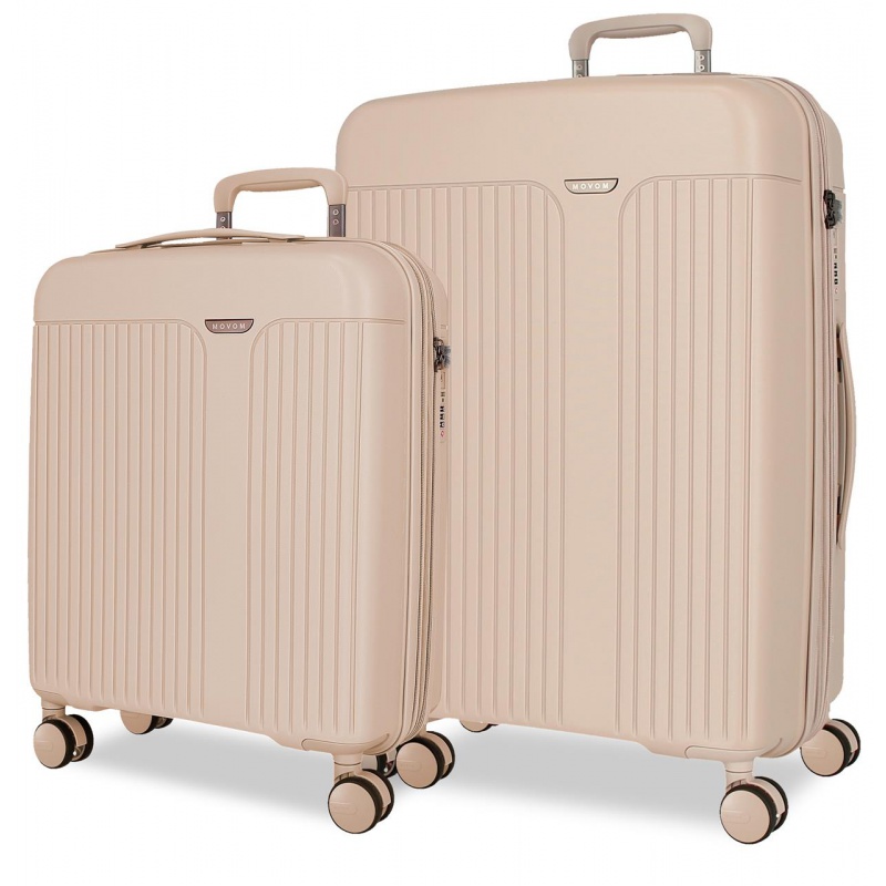 Sada kufrů Movem New Trendy Beige – 40×55×20 + 48×67×27 | Odolný PP, TSA, Expand ✓