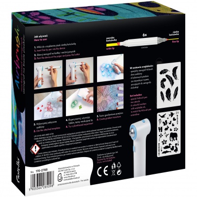 Airbrush set Fiorello GR-8900N – kreatívna striekacia sada s fixkami a šablónami