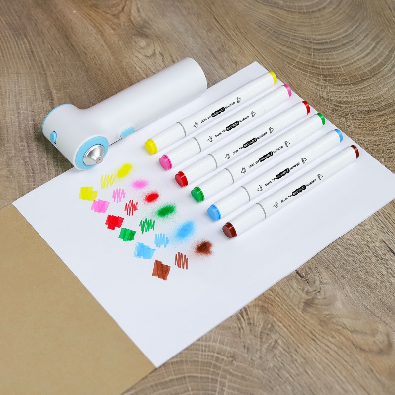 Airbrush set Fiorello GR-8900N – kreativní stříkací sada s fixy a šablonami