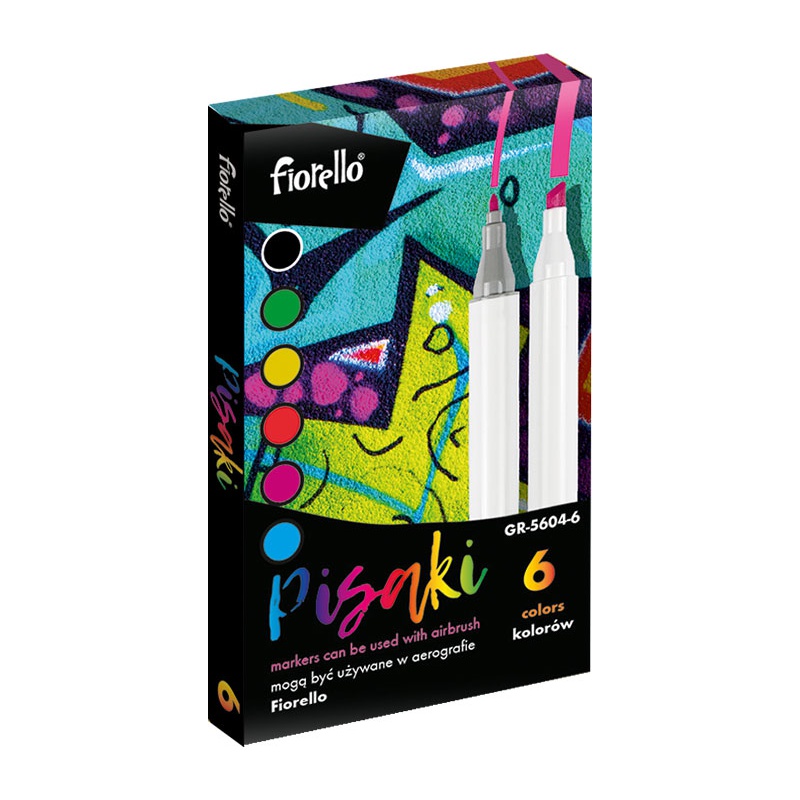 Fiorello Airbrush fixky GR-5604-6 – sada 6 farieb s dvojitou špičkou