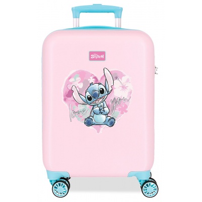 Dětský růžový kufr Lilo & Stitch Heart – 33 l, ABS plast, číselný zámek