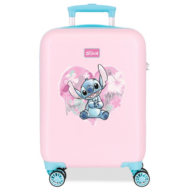 Dětský růžový kufr Lilo & Stitch Heart – 33 l, ABS plast, číselný zámek