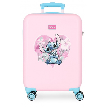 Detský ružový kufor Lilo & Stitch Heart – 34 l, ABS plast, číselný zámok