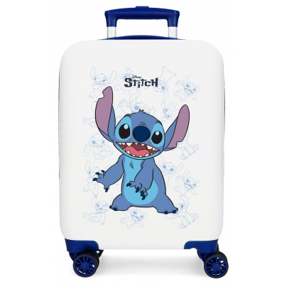Dětský bílý kufr Lilo & Stitch Happy - 33 l, ABS plast, číselný zámek