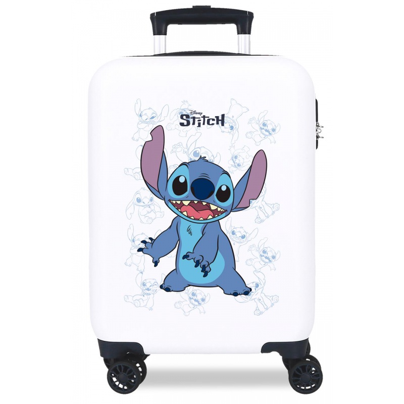 Dětský bílý kufr Lilo & Stitch Happy - 33 l, ABS plast, číselný zámek