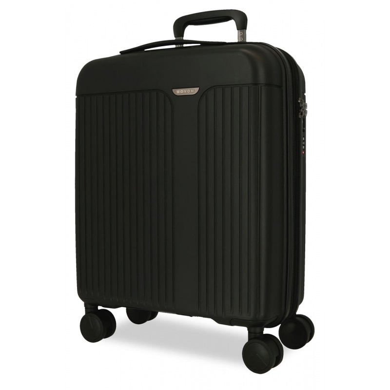 Kabínový kufor MOVOM New Trendy Black 55 cm – tvrdý polypropylén, TSA, expandovateľný
