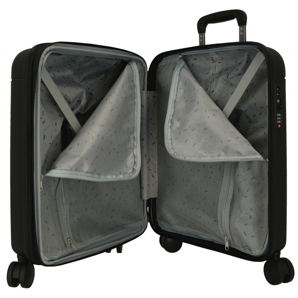 Kabínový kufor MOVOM New Trendy Black 55 cm – tvrdý polypropylén, TSA, expandovateľný